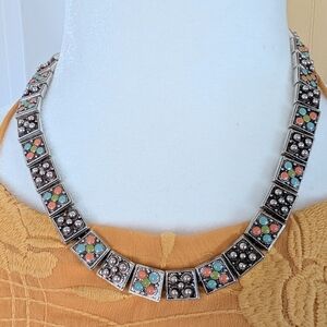 Vintage Napier Square Link Enameled Necklace